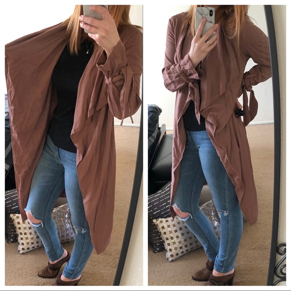 Anthro Thread & Supply open front belted trench coat Large - Picture 2 of 9